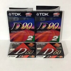 6 TDK (4) D90 (2) D60 Blank Audio Cassette‎ Tapes High Output IECI/TYPE I